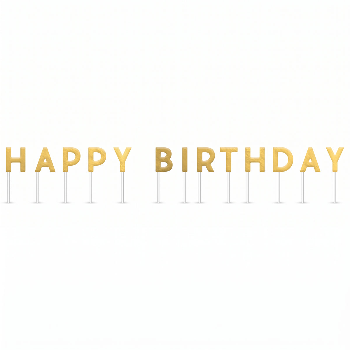 Gold "Happy Birthday" Pick Candle Set
