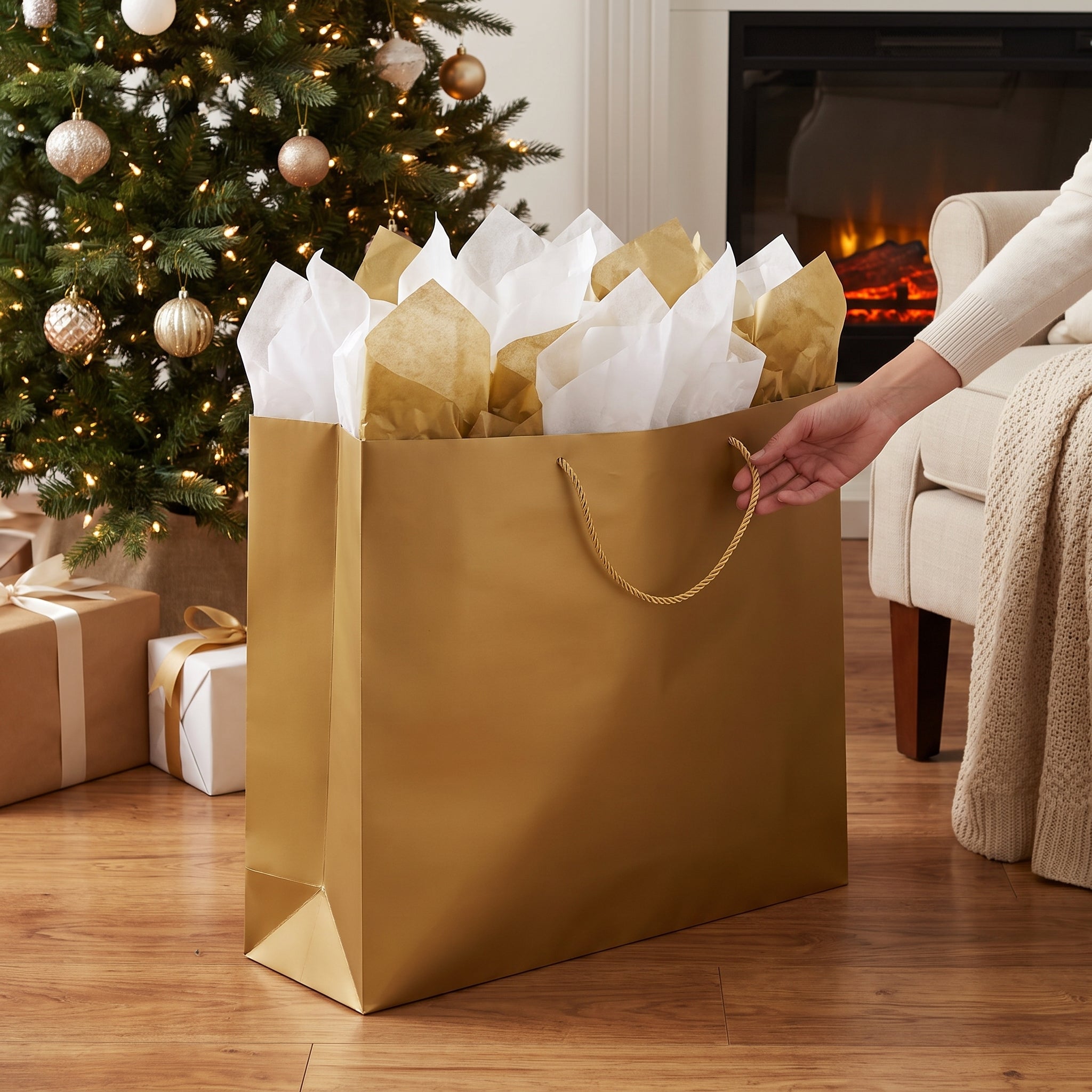 XL Gold Matte Gift Bag - Elegant Metallic Finish