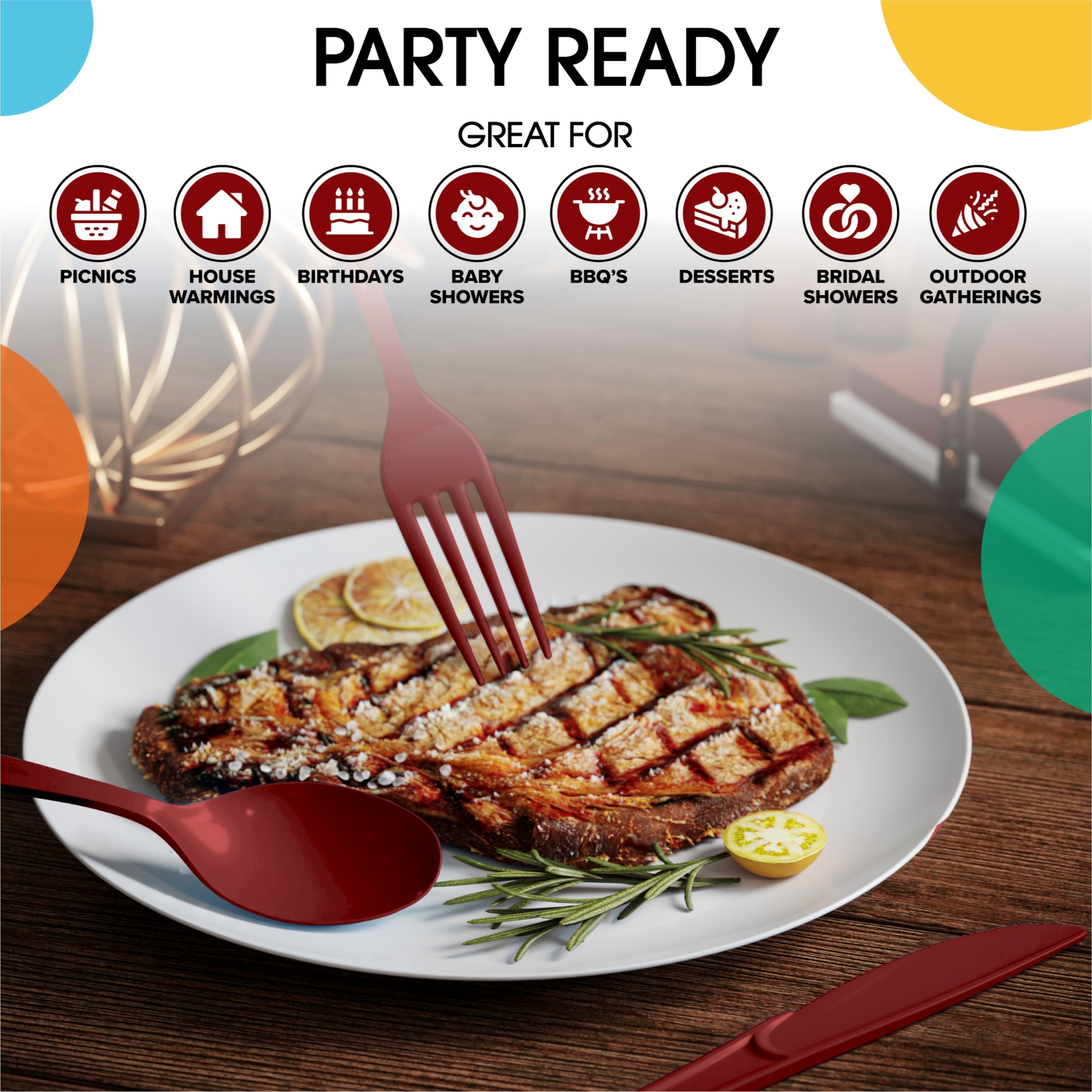 Heavy Duty Burgundy Plastic Spoons | Case of 1200