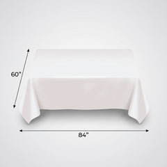 Elegant White Fabric Table Cover - 60" x 84"