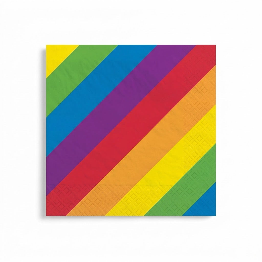 Rainbow Striped Lunch Napkins - 6.5 In. x 6.5 In. - 16 Pack