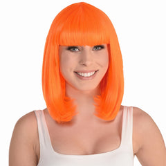 Vibrant Orange Long Bob Wig - Team Spirit Costume Accessory