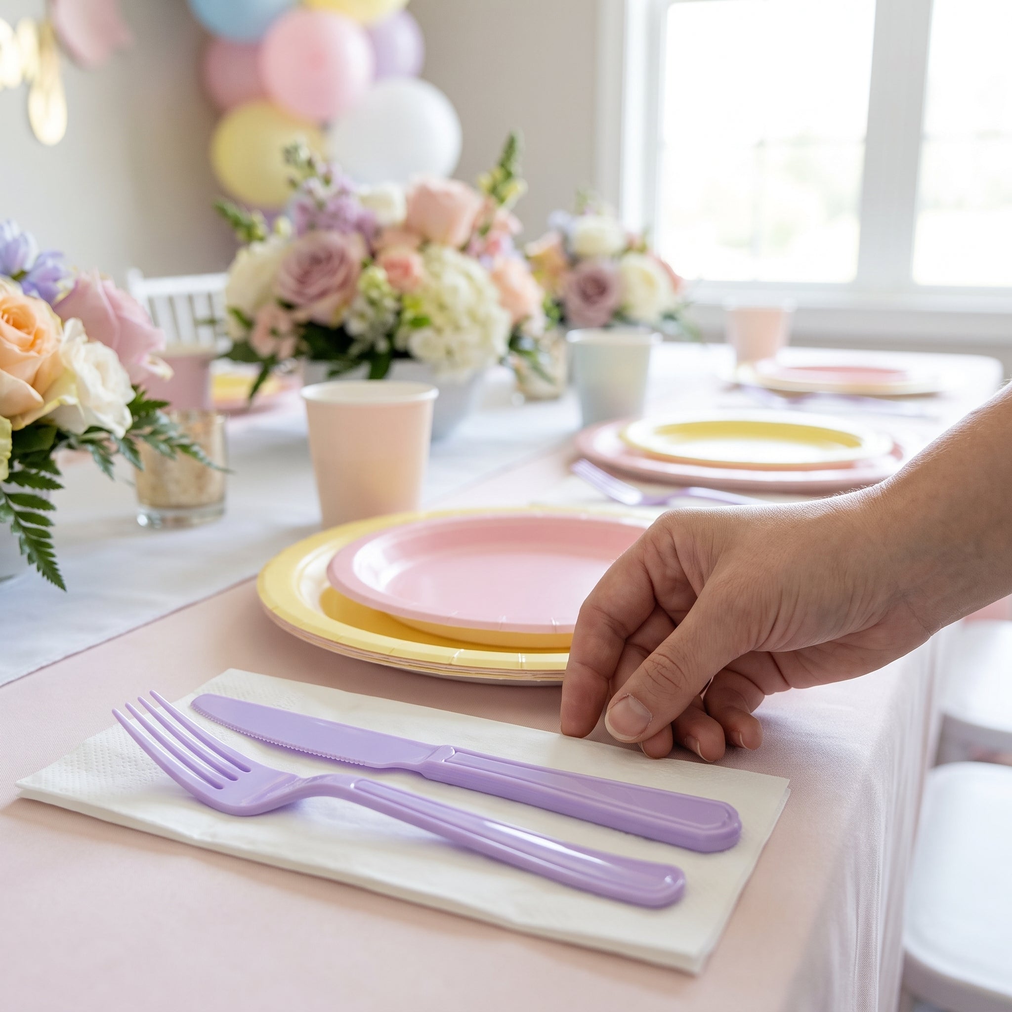 Lavender Plastic Economy Knives - 7.5 in.