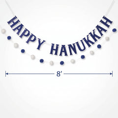 Happy Hanukkah Double Pom Banner