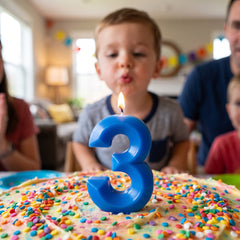 Vibrant Blue Number 3 Birthday Candle, 5.25-inch
