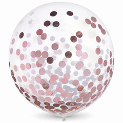 Rose Gold Confetti Latex Balloons, 24-Inch, 2-Pack