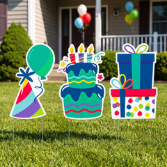 Vibrant Birthday Celebration Lawn Sign Set - 3 Pack