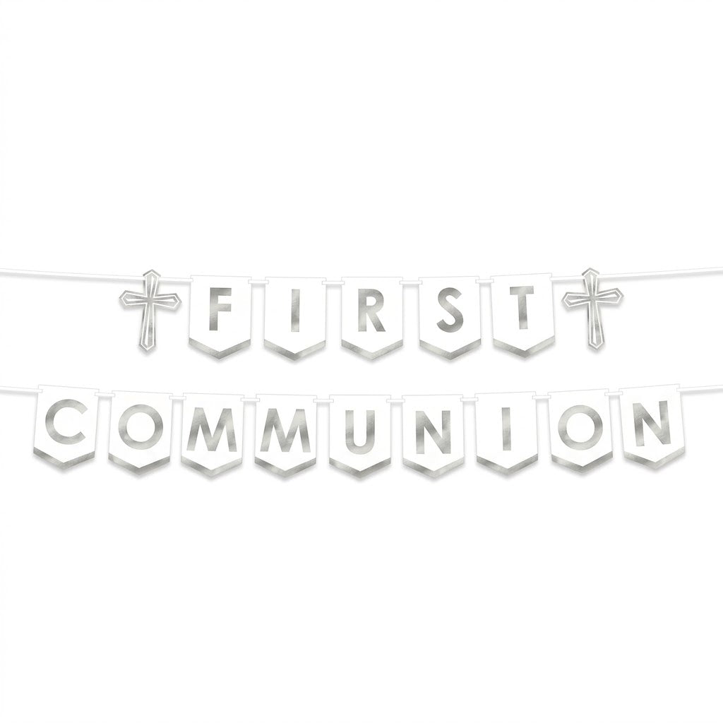 Elegant Silver First Communion Banner Set