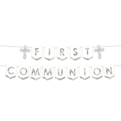 Elegant Silver First Communion Banner Set