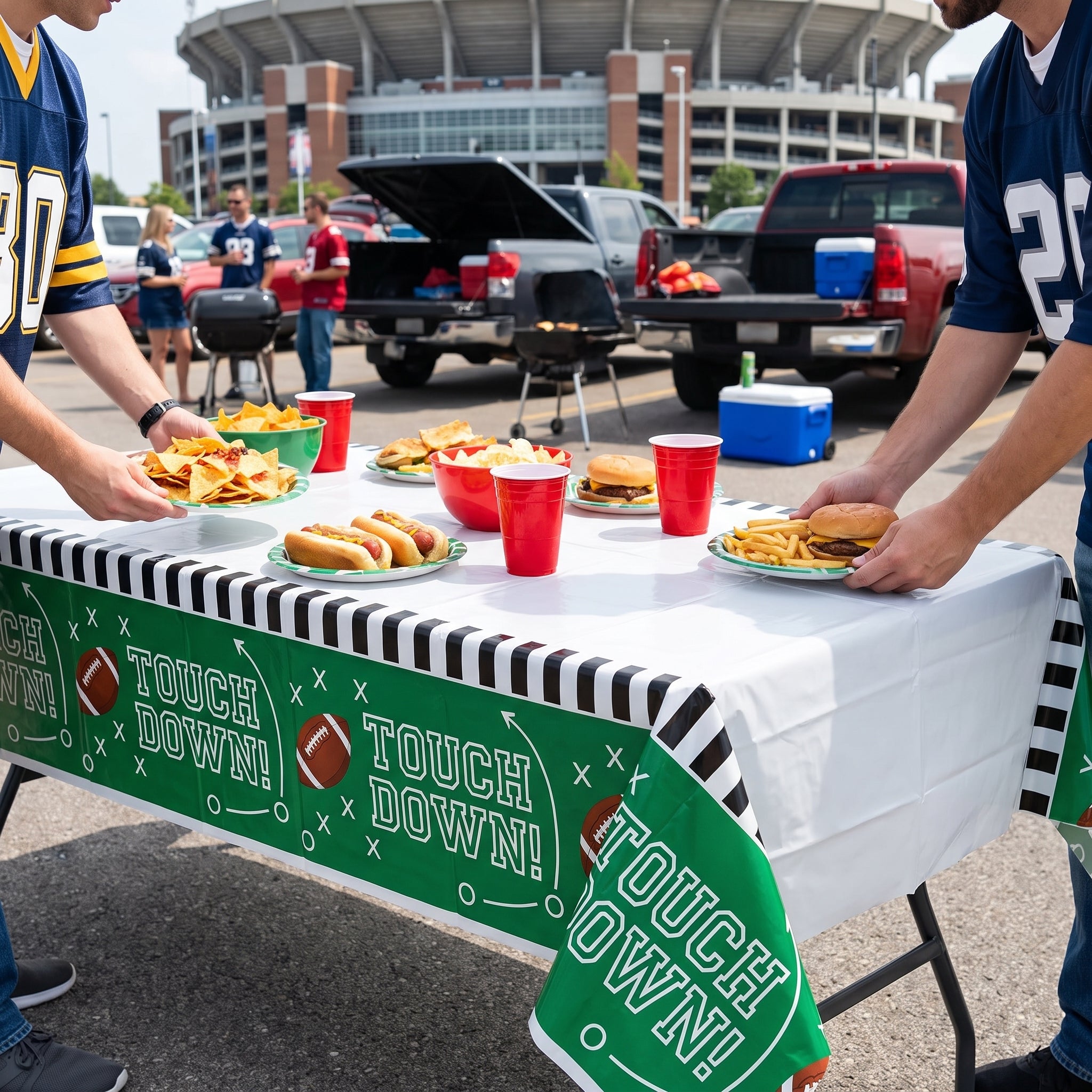 Touchdown Football Plastic Table Cover - 3 Pack