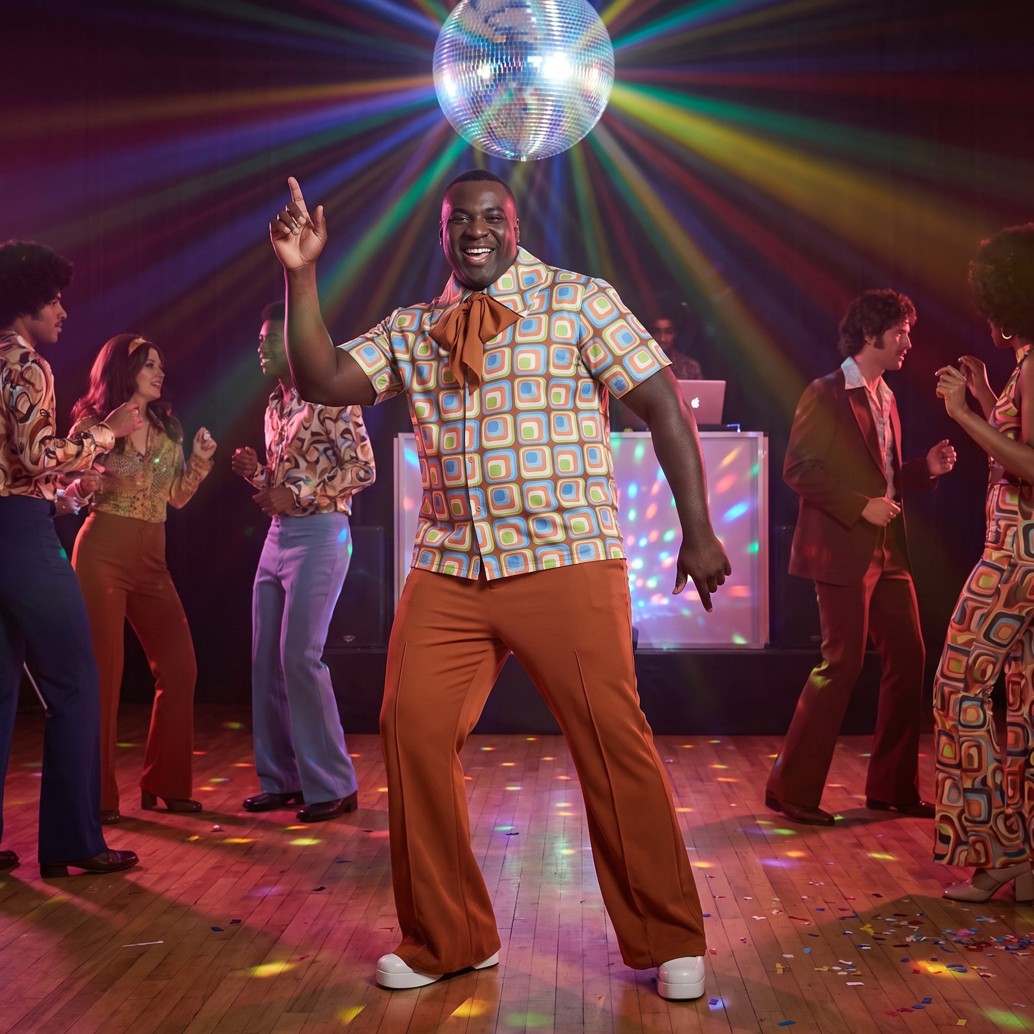 1960s Men's Plus Size Disco Costume Set