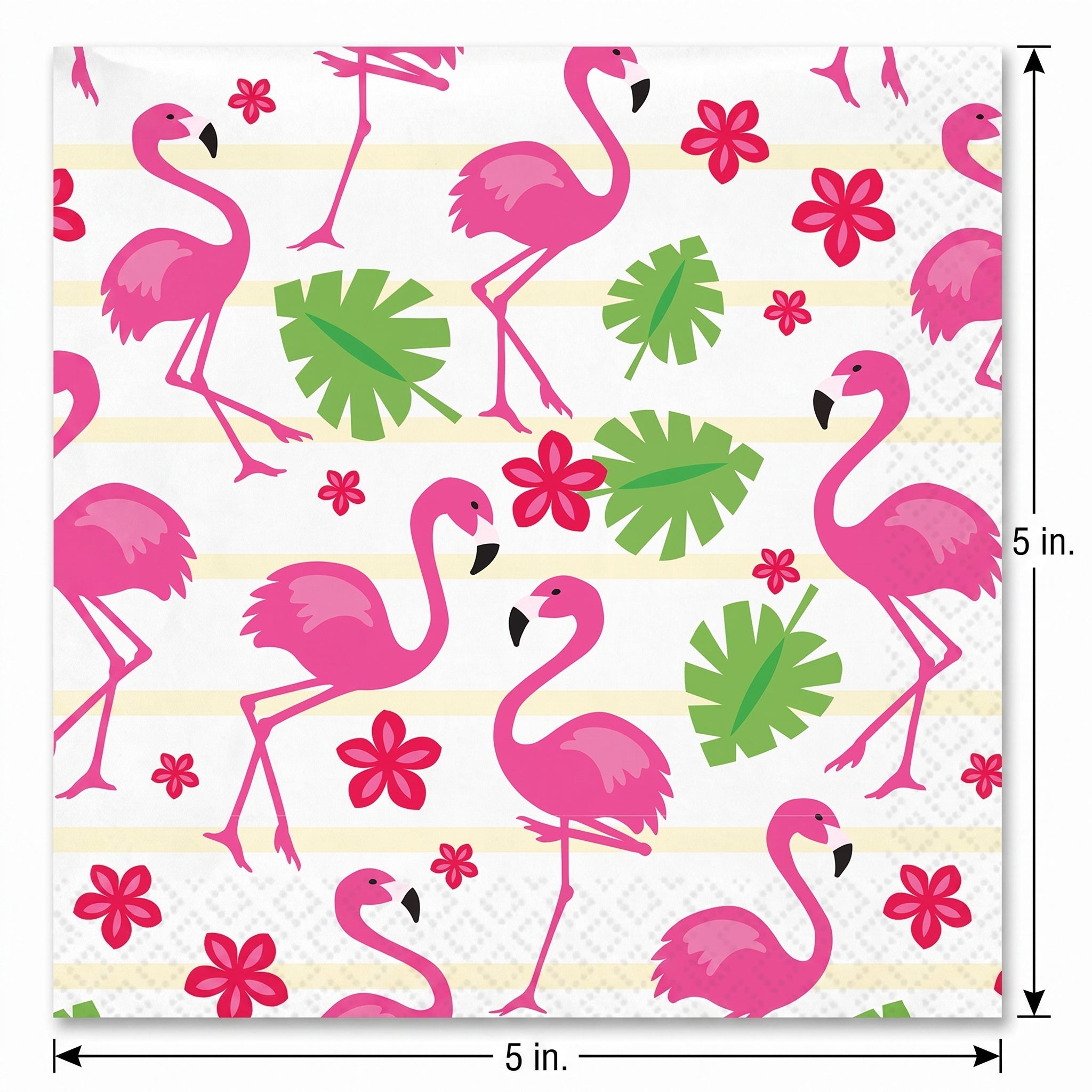 Tropical Flamingo Beverage Napkins - 5 In. X 5 In.