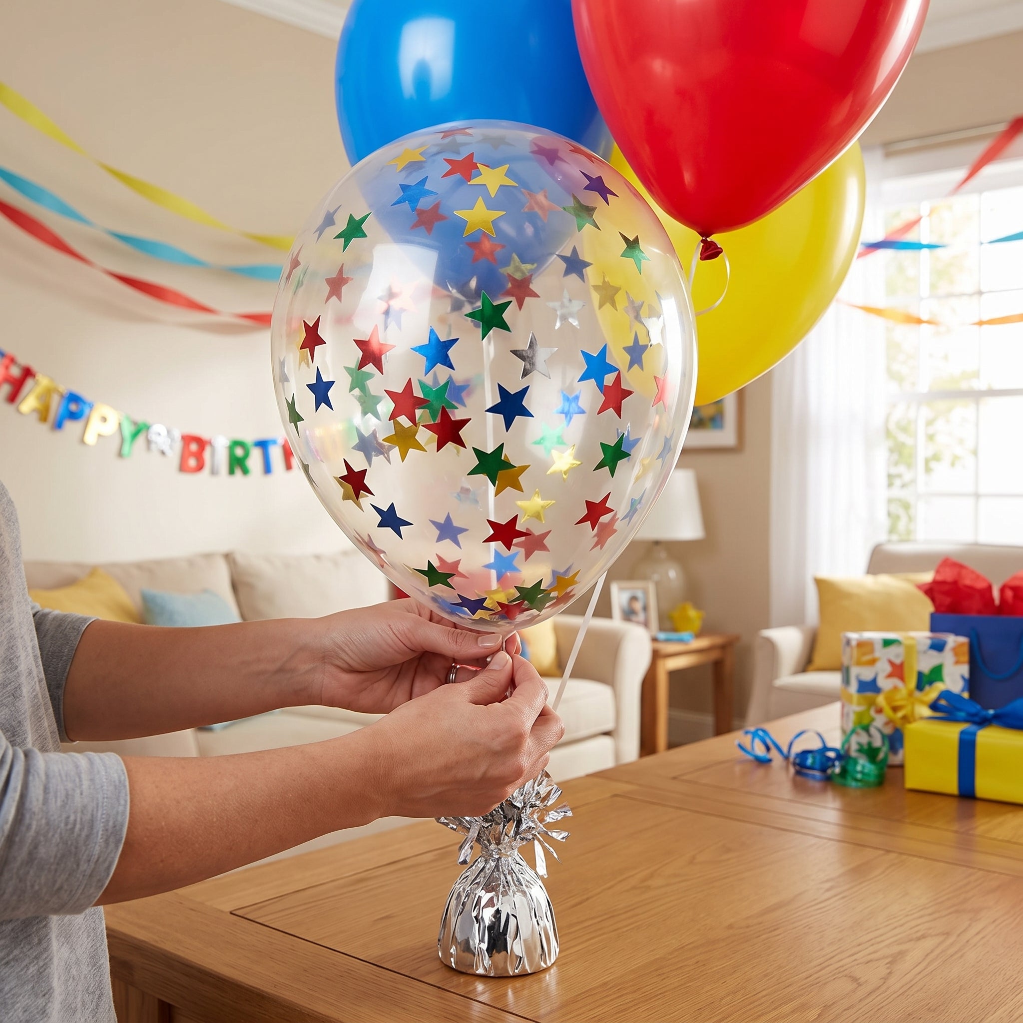 Starry Confetti Latex Balloons - 12" Multicolor, Pack of 6