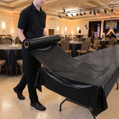 Jet Black Plastic Table Cover Roll - 40" x 100'