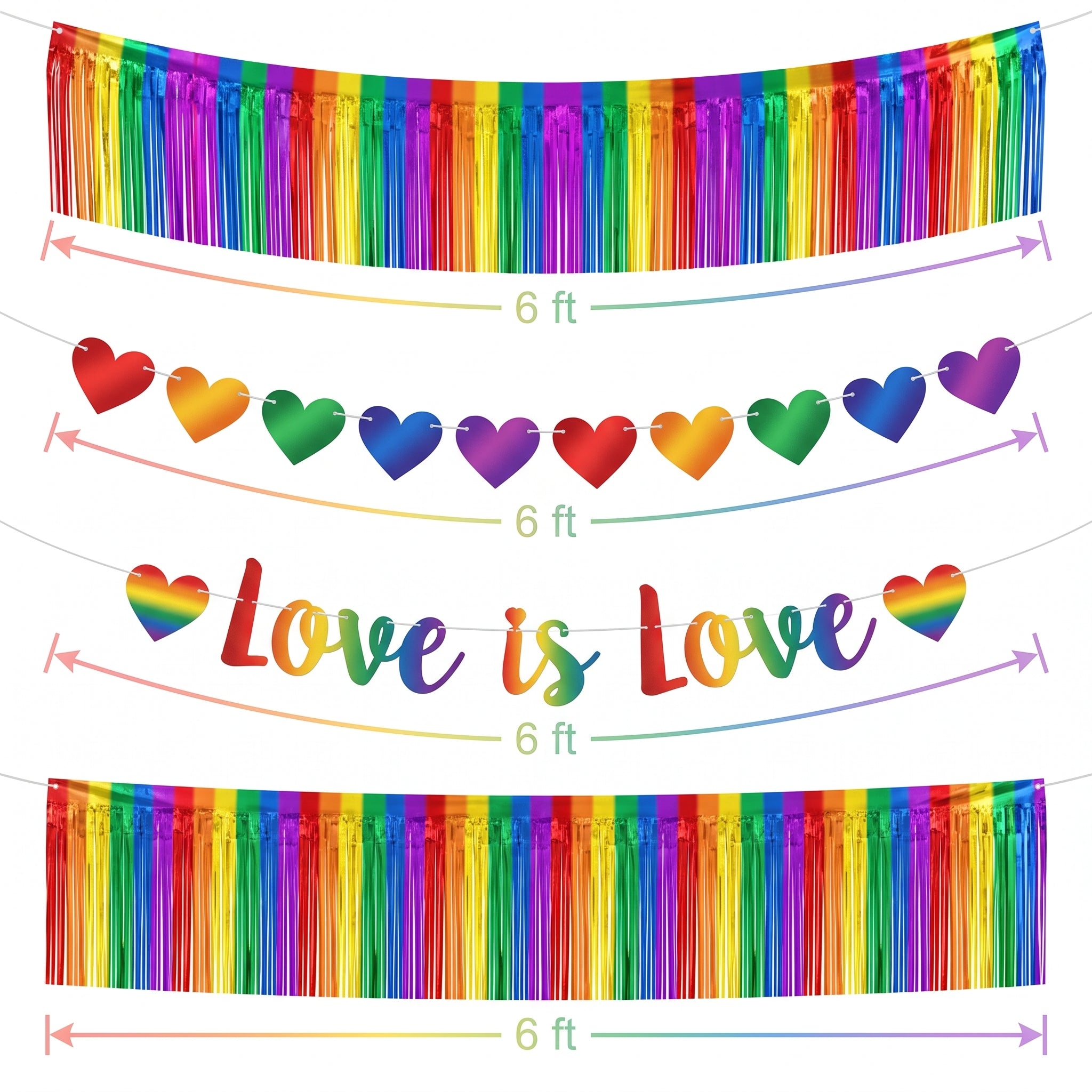 "Love is Love" Pride Rainbow Letter Banner Set, 4-Pack