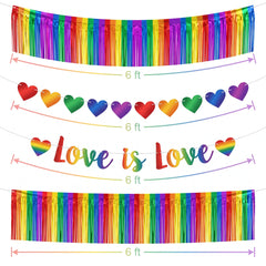 "Love is Love" Pride Rainbow Letter Banner Set, 4-Pack
