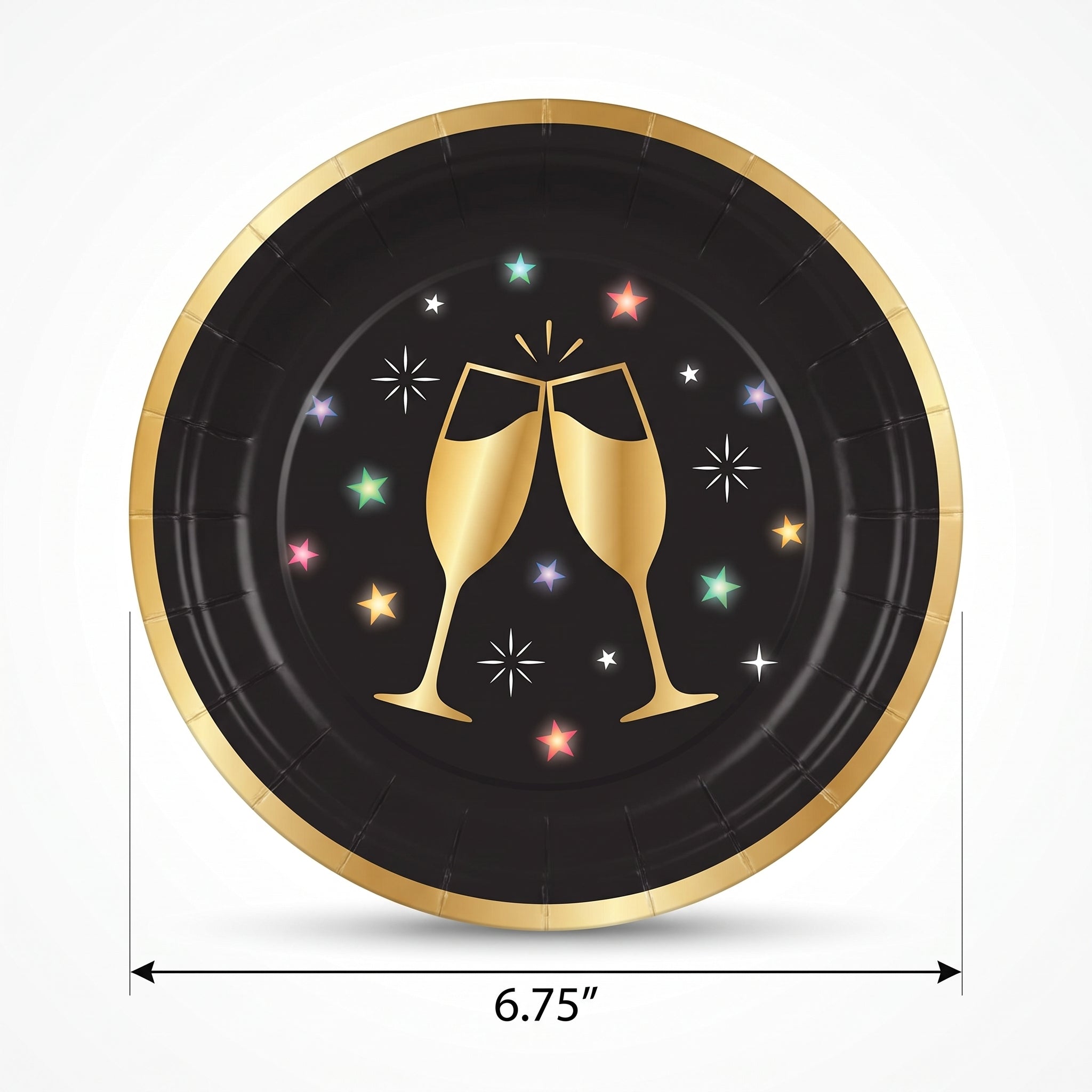 Starlight New Year's Eve Round Paper Plates, 6.75-Inch, 20-Pack
