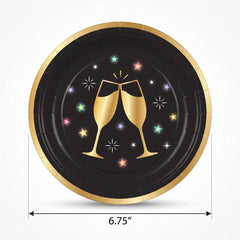 Starlight New Year's Eve Round Paper Plates, 6.75-Inch, 20-Pack