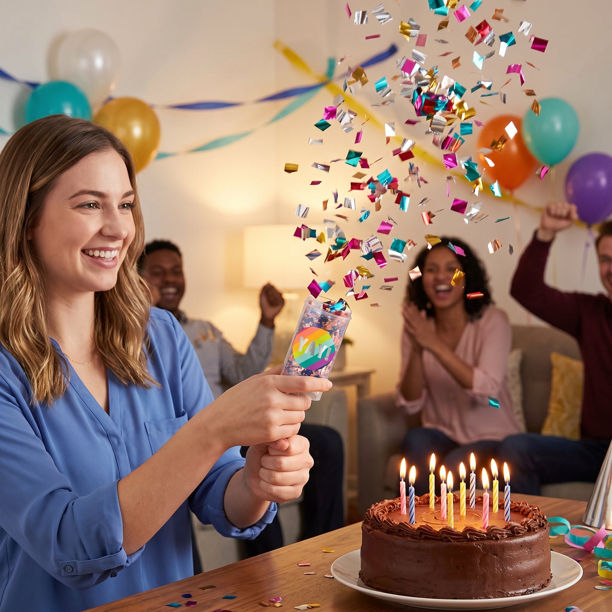 "Yay!" Multi-Colored Confetti Poppers, 2-Pack