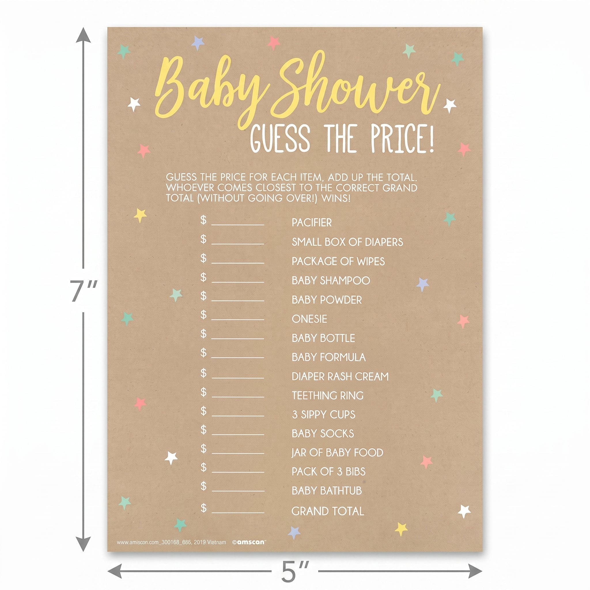 Guess the Price Baby Shower Game - 24 Fun Cards