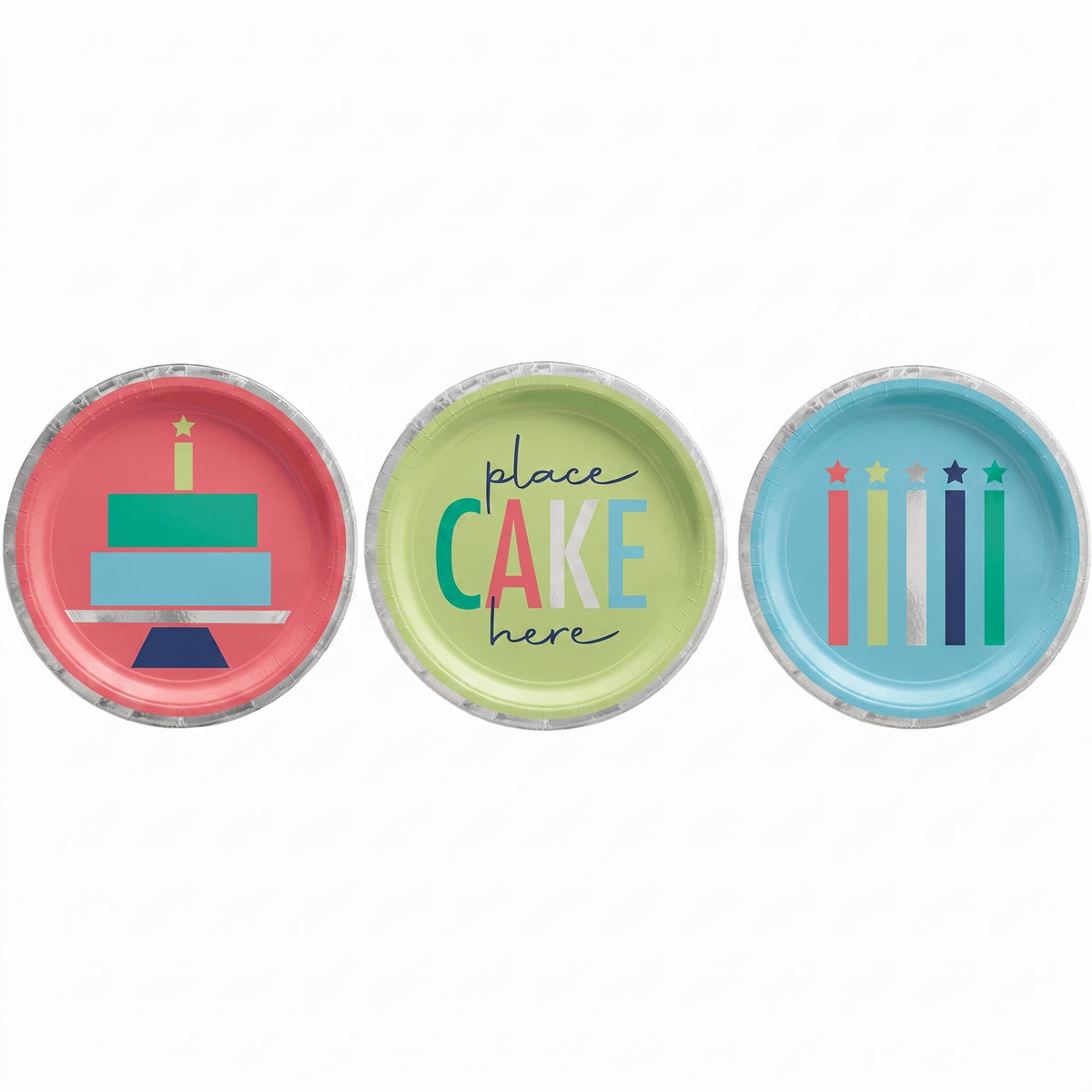 Modern Birthday Dessert Plates, 7-Inch, 8-Pack