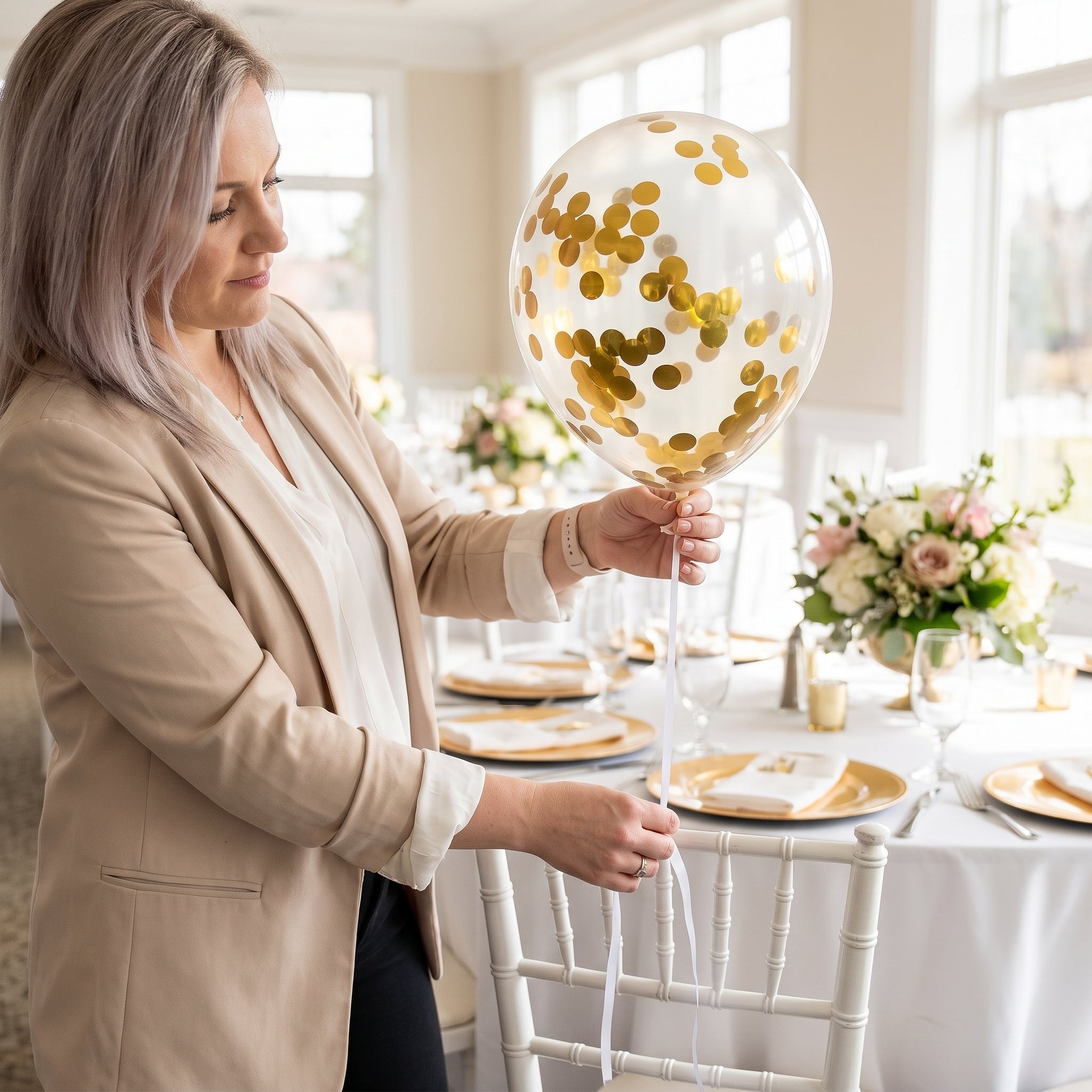 Metallic Gold Confetti Latex Balloons, 12-Inch, 6-Pack