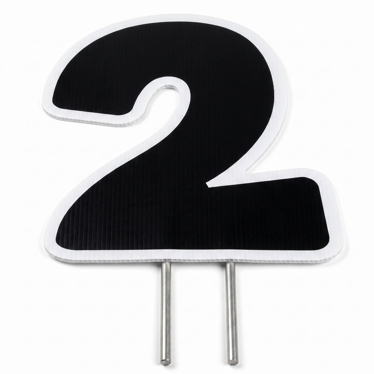 Bold Black Number 2 Yard Sign with Stakes - 24-Inch