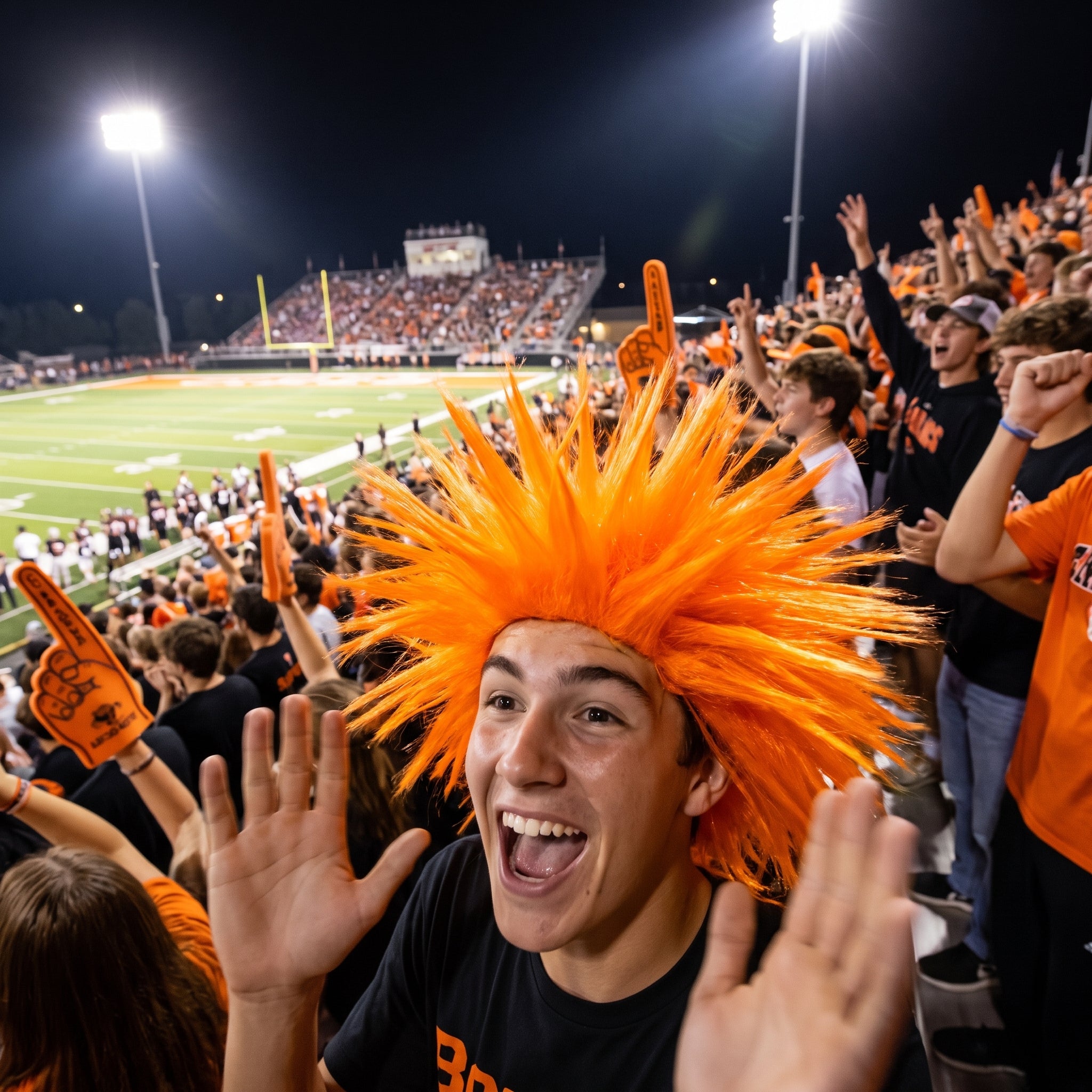 Orange Crazy Team Spirit Wig - One Size