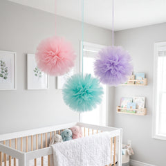 Fluffy Pastel Tulle Hanging Decorations - 3 Pack
