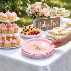 "It's a Girl!" Pink Reusable Lunch Plates, 7.5-Inch, 20-Count