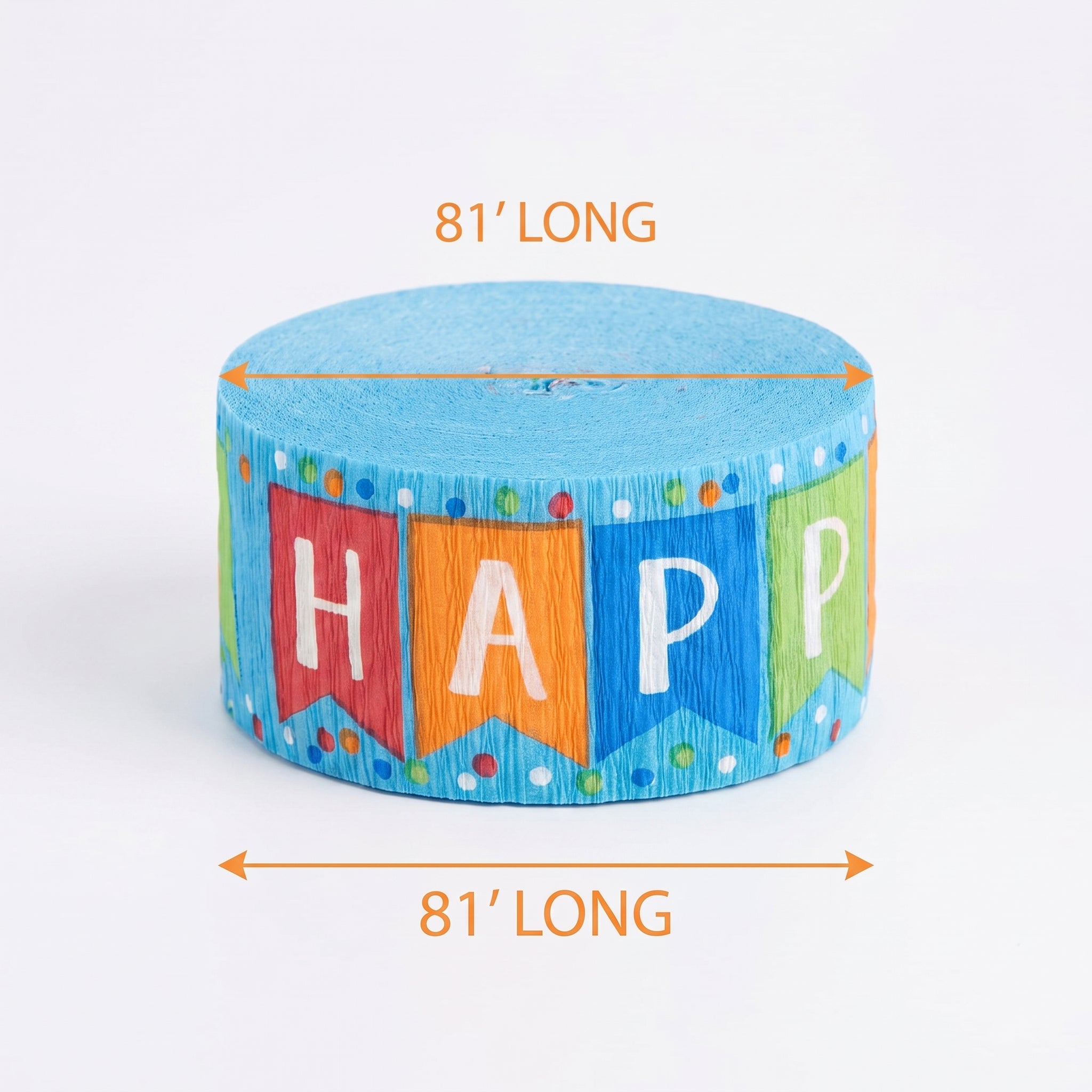 "Happy Birthday" Blue Crepe Streamer - 81 ft