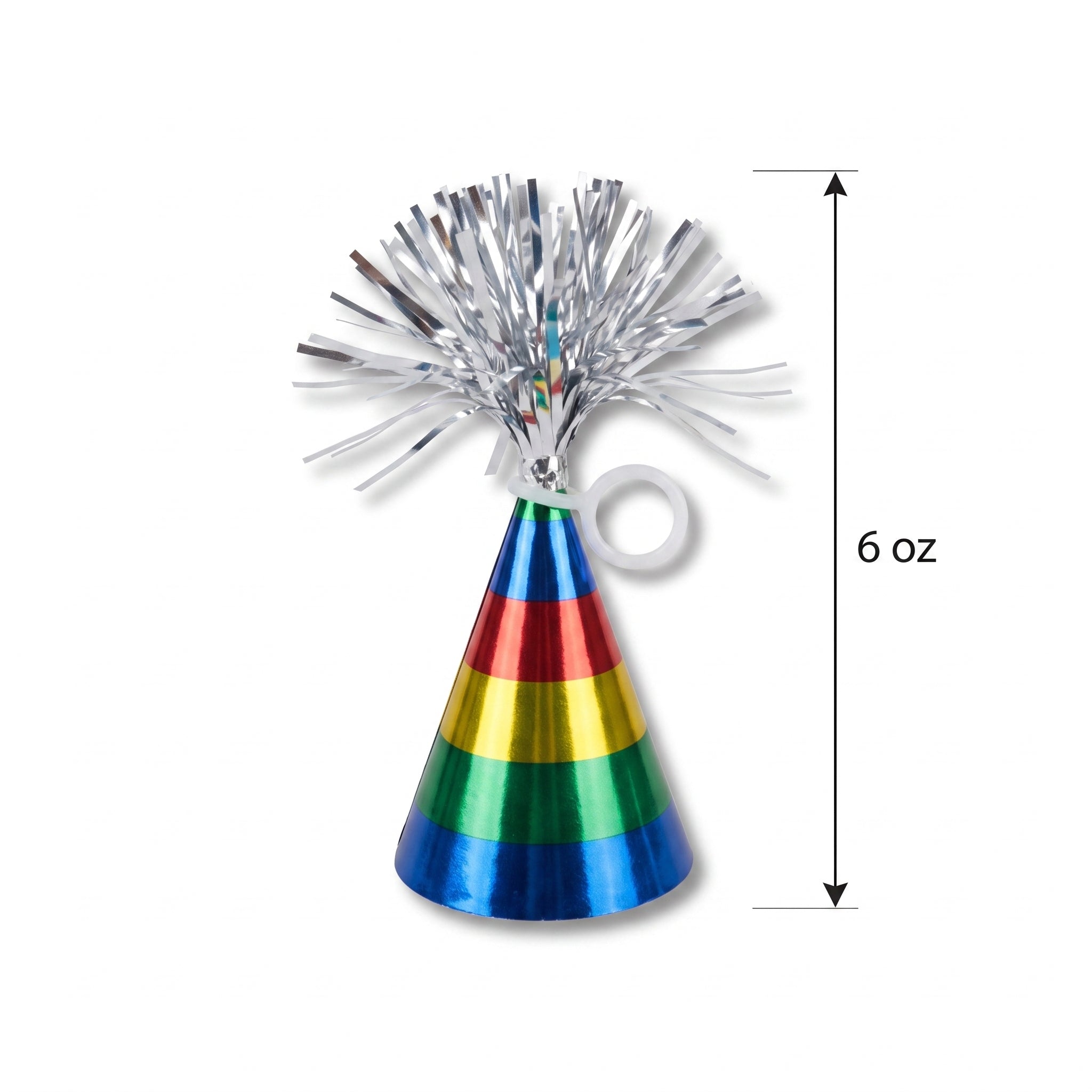 Rainbow Happy Birthday Balloon Weight with Tinsel