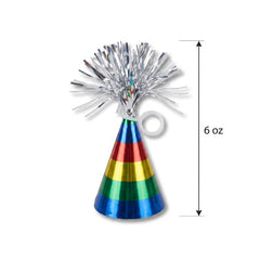 Rainbow Happy Birthday Balloon Weight with Tinsel