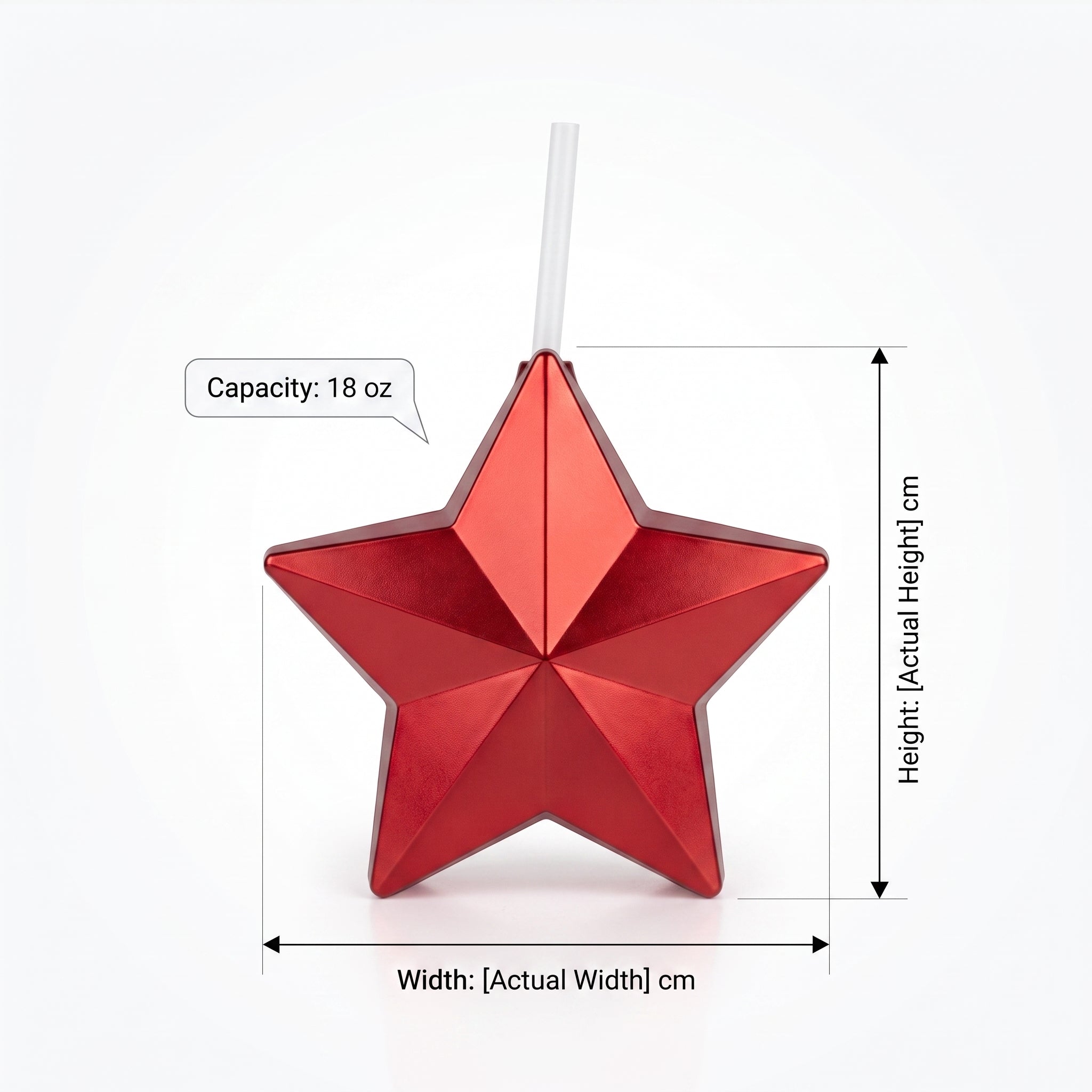 Red Patriotic Star Plastic Cup with Straw