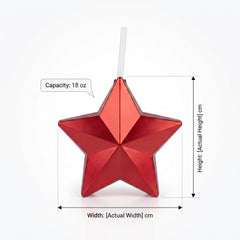 Red Patriotic Star Plastic Cup with Straw