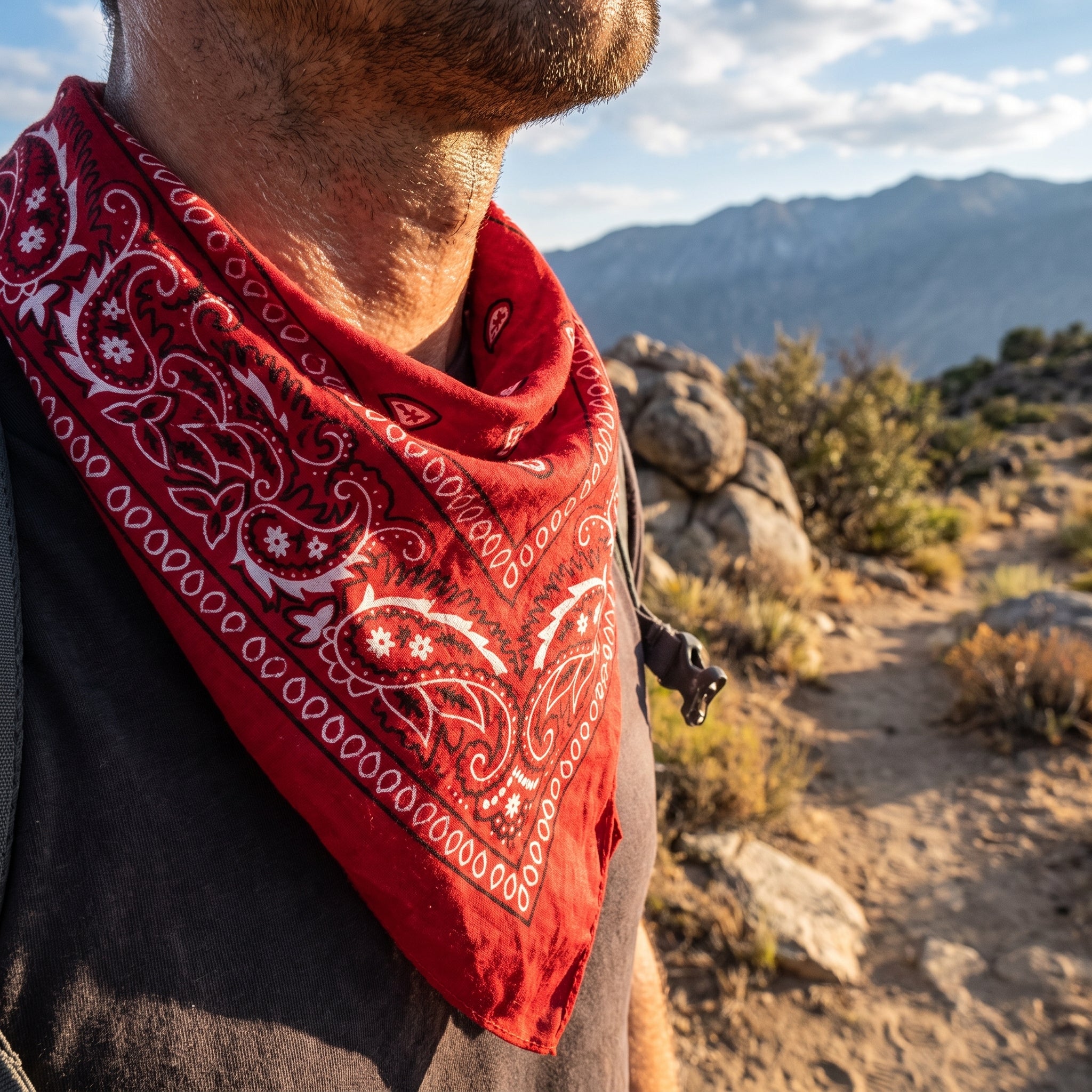 Vibrant Red Paisley Bandana - 20" Square