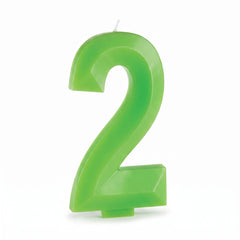 Festive Green Number 2 Birthday Candle - 5.25-Inch