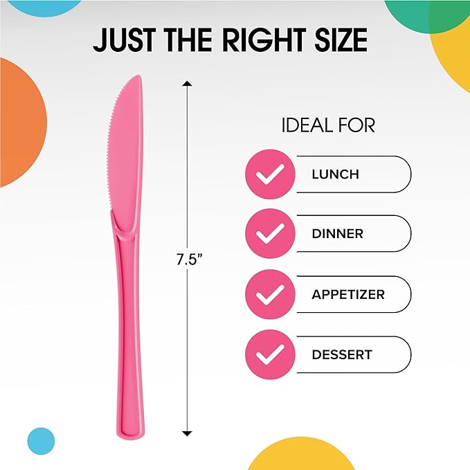 Heavy Duty Cerise Plastic Knives | Case of 1200