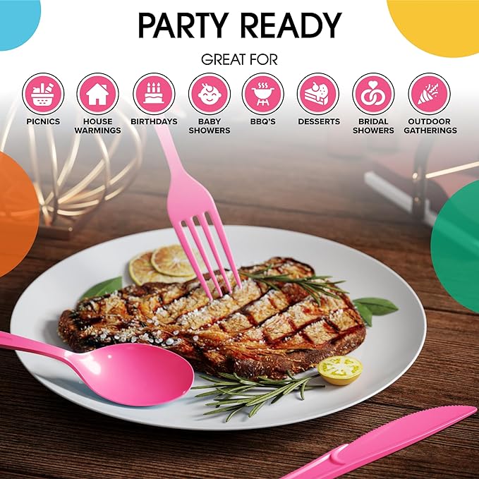 Heavy Duty Cerise Plastic Knives | Case of 1200