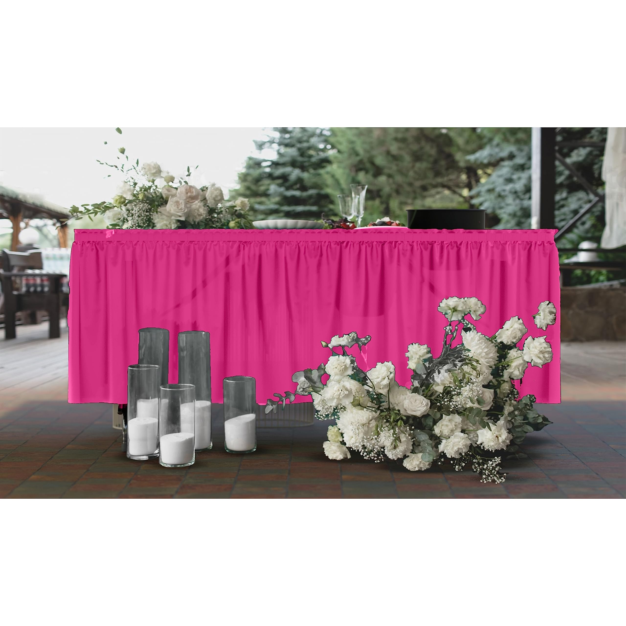 Cerise Plastic Table Skirt | 6 Pack