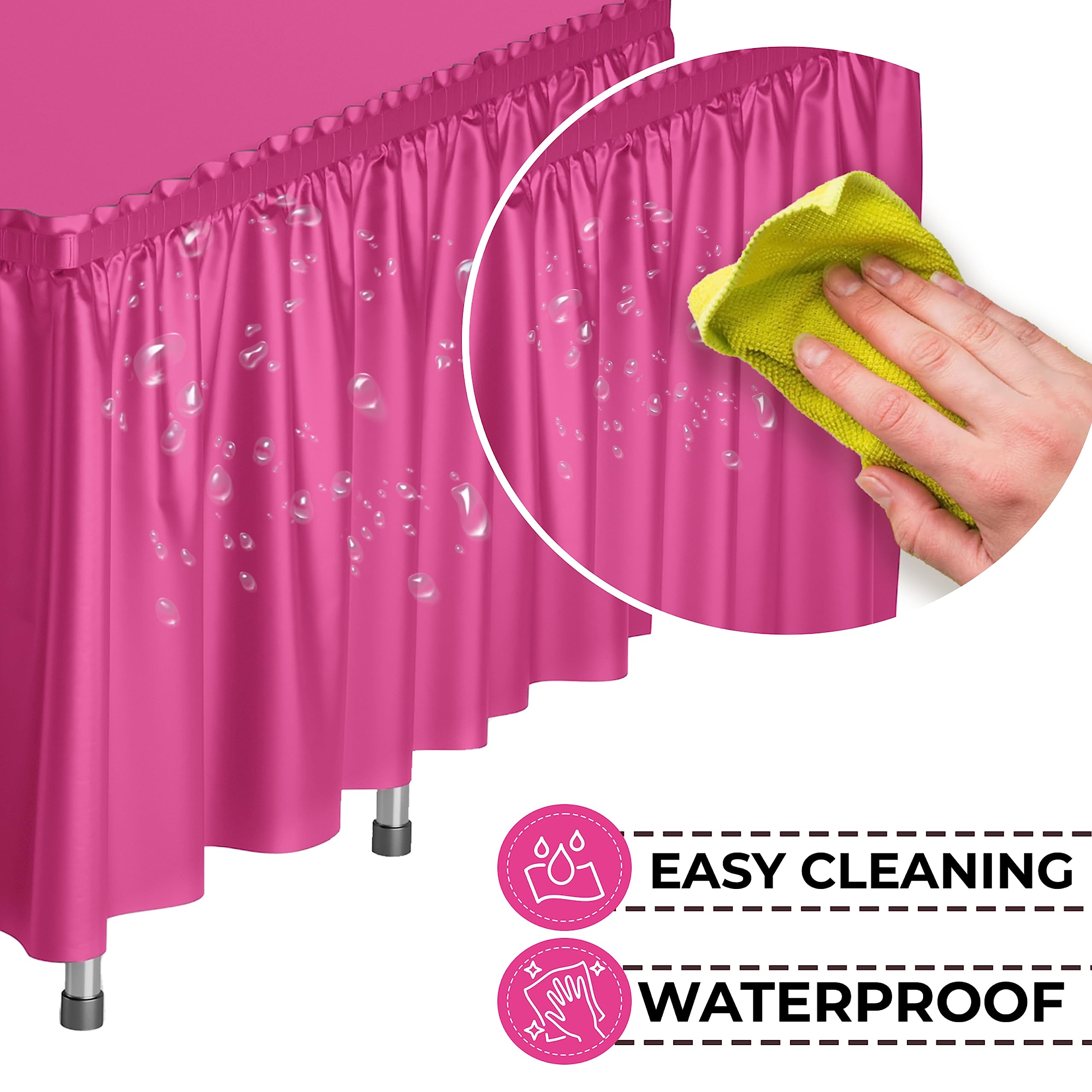 Cerise Plastic Table Skirt | 6 Pack