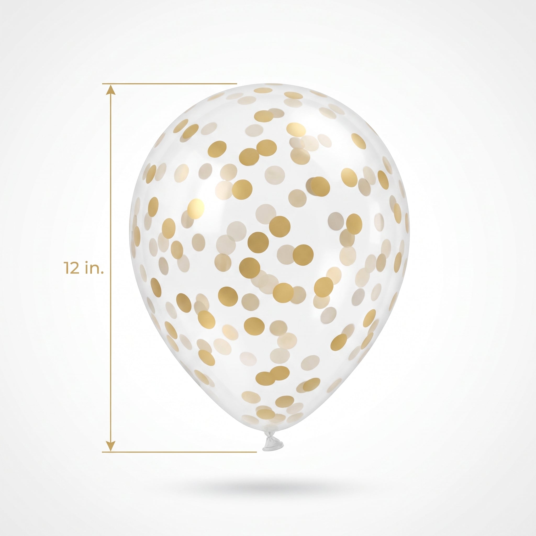 Gold Confetti Print Transparent Latex Balloons, 12-inch, 6-Pack