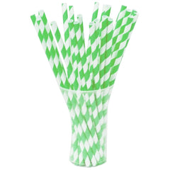 Lime Green Striped Paper Straws | 100 Count