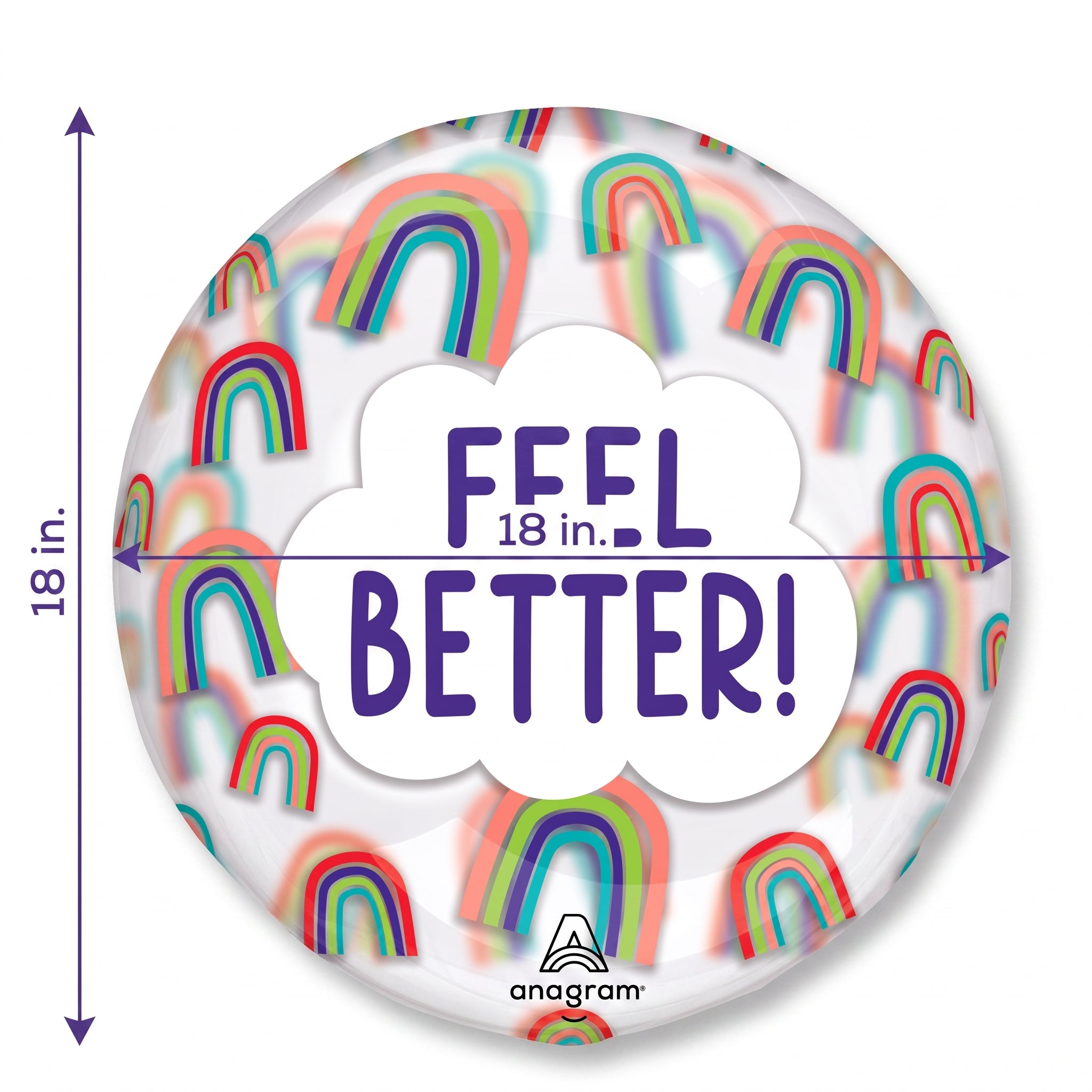 Feel Better Rainbow Foil Balloon