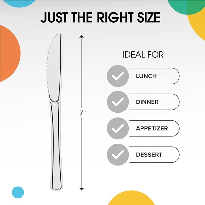 Clear Plastic Knives | 25 Count