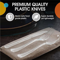 Heavy Duty Clear Plastic Knives | 100 Count