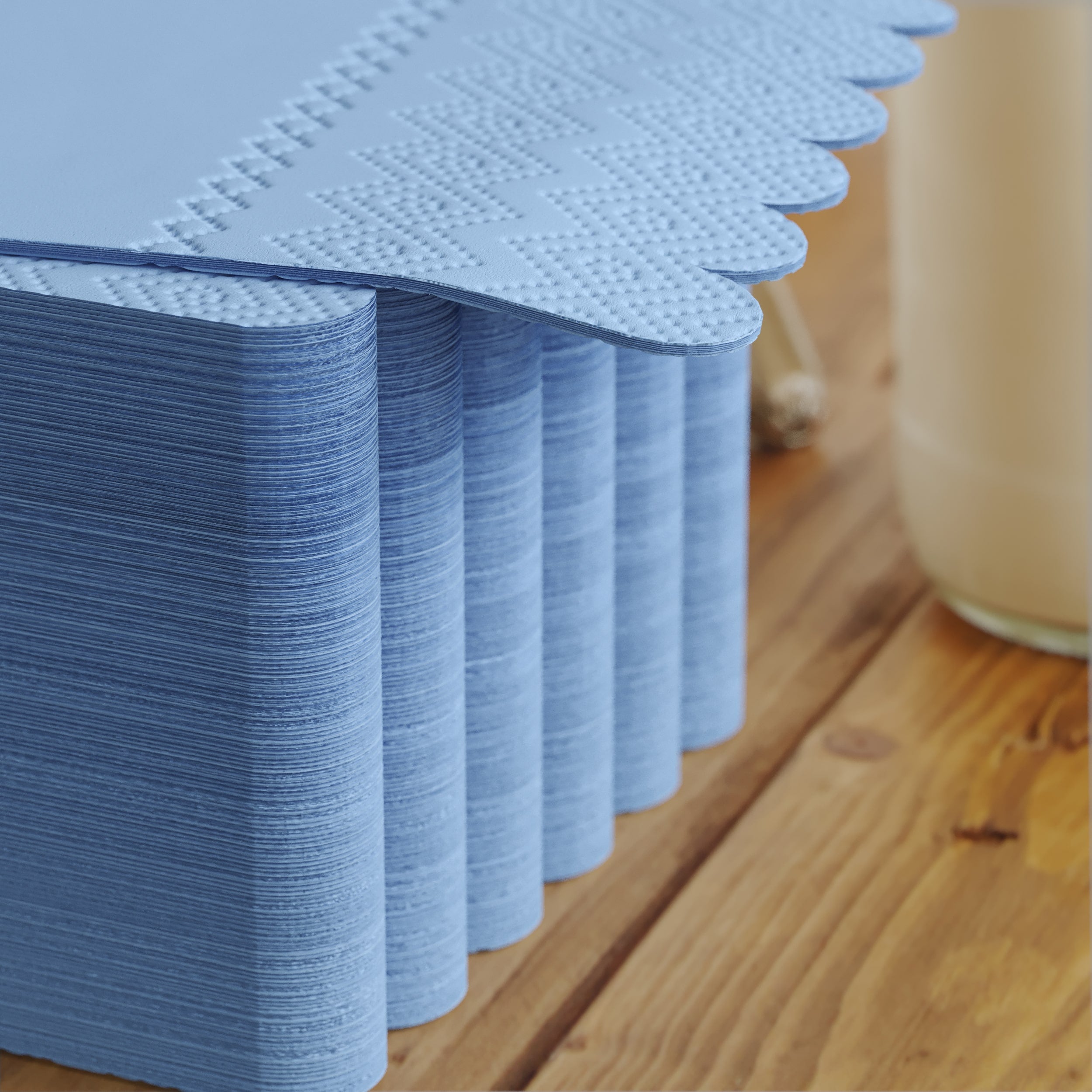 3 Ply Sky Blue Scalloped Napkins - 20 Ct.