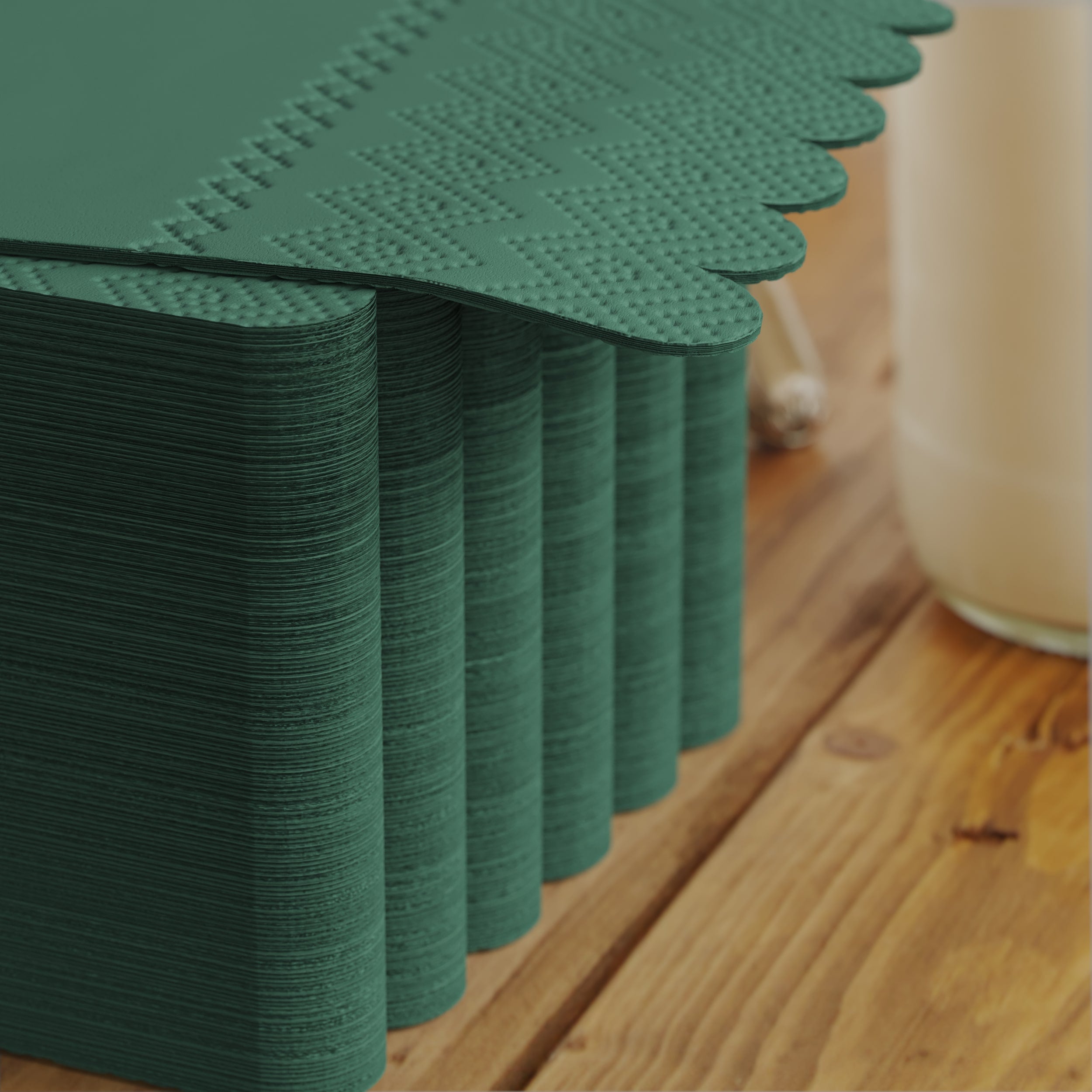 3 Ply Cypress Green Scalloped Napkins - 20 Ct.