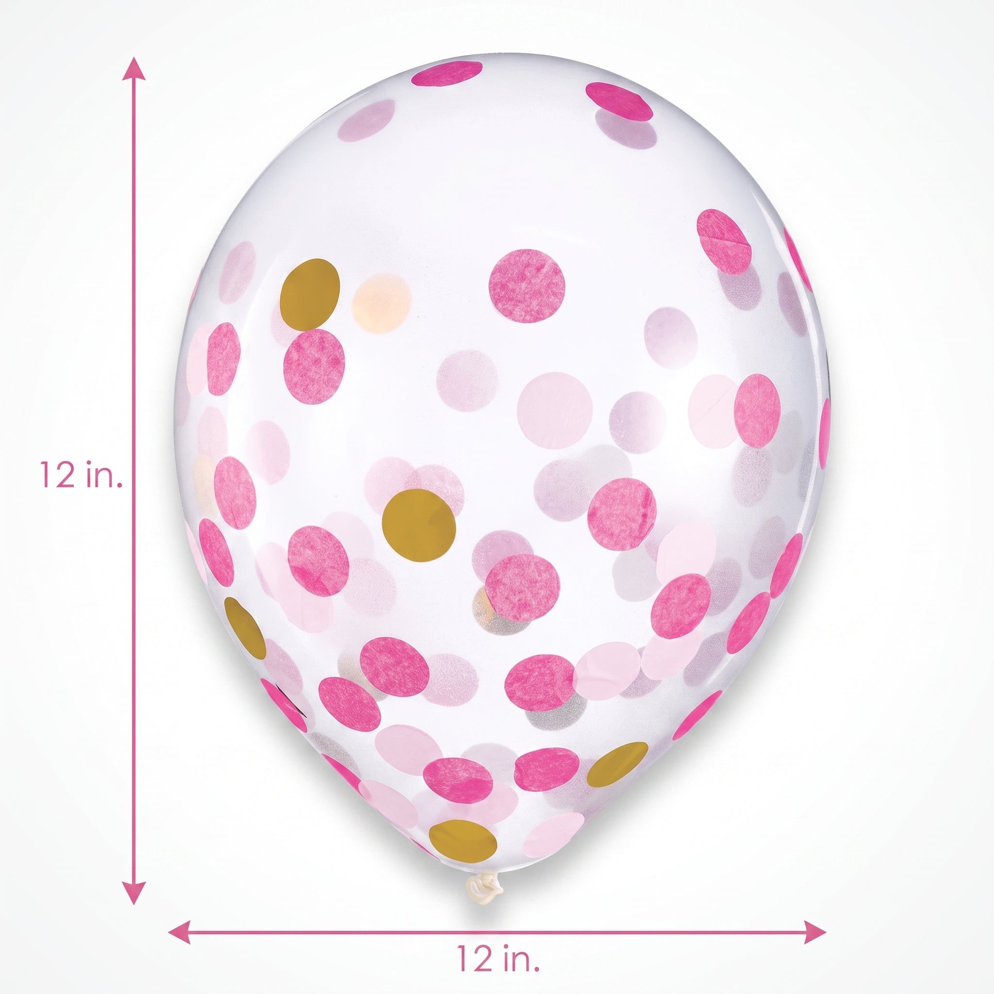 Pink and Gold Confetti Latex Balloons, 12-Inch, 6-Pack