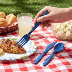 Blue Heavyweight Plastic Cutlery Set - 7.5 in. - 24 Count